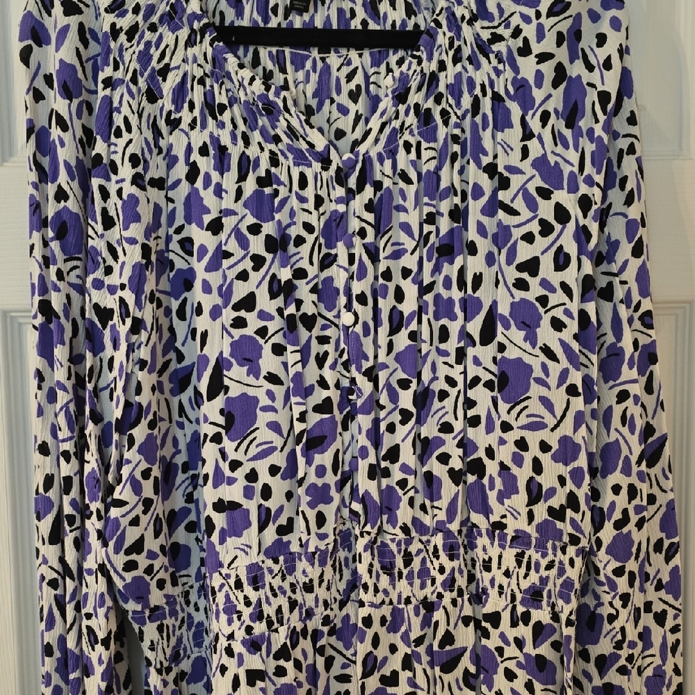 Lane Bryant Purple and Black Floral Blouse